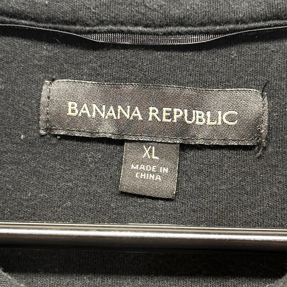 Banana Republic Mens XL Polo Shirt Black Short Sleeve 100% Cotton Solid Logo